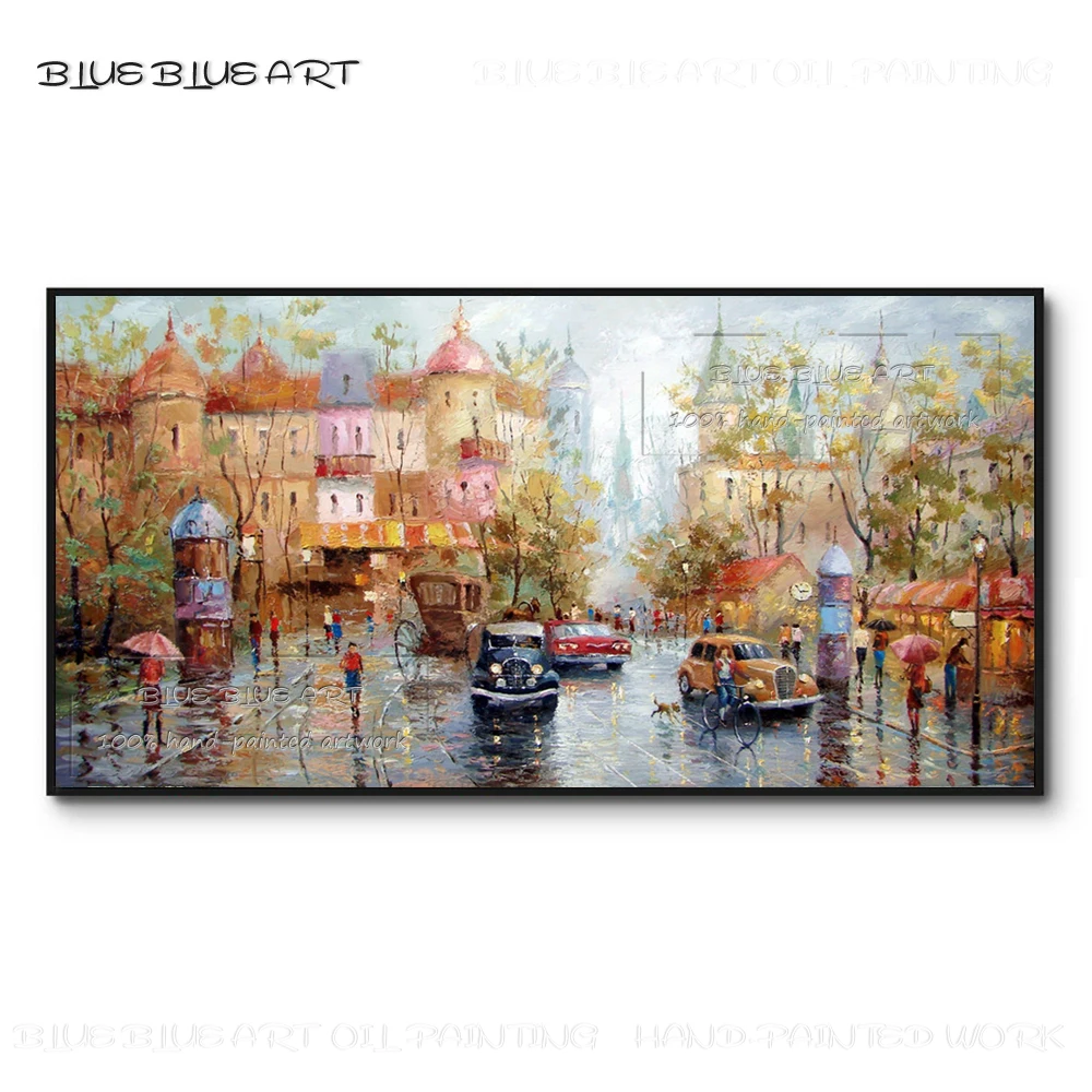 

Pure Hand-painted Beautiful Russian Street Landscape Oil Painting on Canvas Luxury Wall Art Picture Russia Street Oil Painting