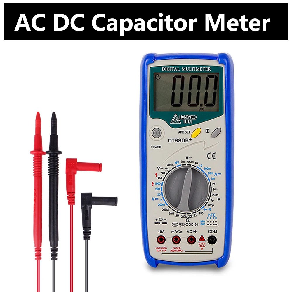 Professional Mini Digital Multimeter 2nF ~ 200μF ESR Meter Transistor Capacitor Tester Transistor Diode Measurement With Cables