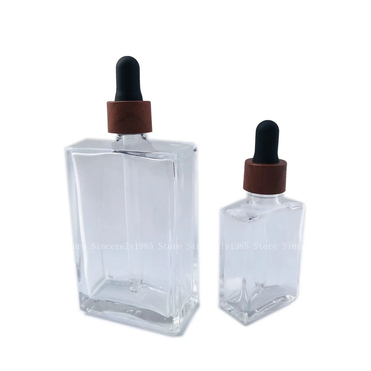 5X 10X 100ml 50ml 30ml Flat Clear Glass Essential Oils Serum Bottle Empty With Glass Dropper Eye Dropper Pipette Plastic lid