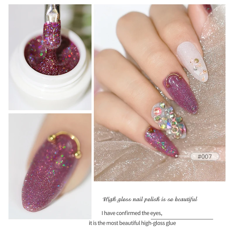 SKVP Glitterเล็บเจลPolish UV LED 8MLฐานและTop Coatสำหรับเล็บSequins Soak OffภาษาโปลิชคำVenalisaกึ่งถาวรเล็บ