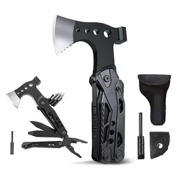 Outdoor EDC Multifunction Hammer Survival Axe Camping Mountaineering Portable Folding Pliers Combination Screwdriver Opener Tool