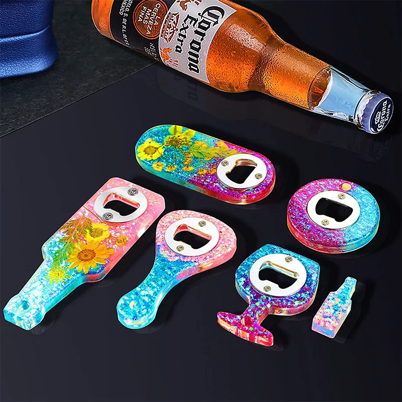 3D DIY Crystal Resin Silicone Mold Beer Wrench Corkscrew Bottle Opener Mirror Silicone Mold For Resin