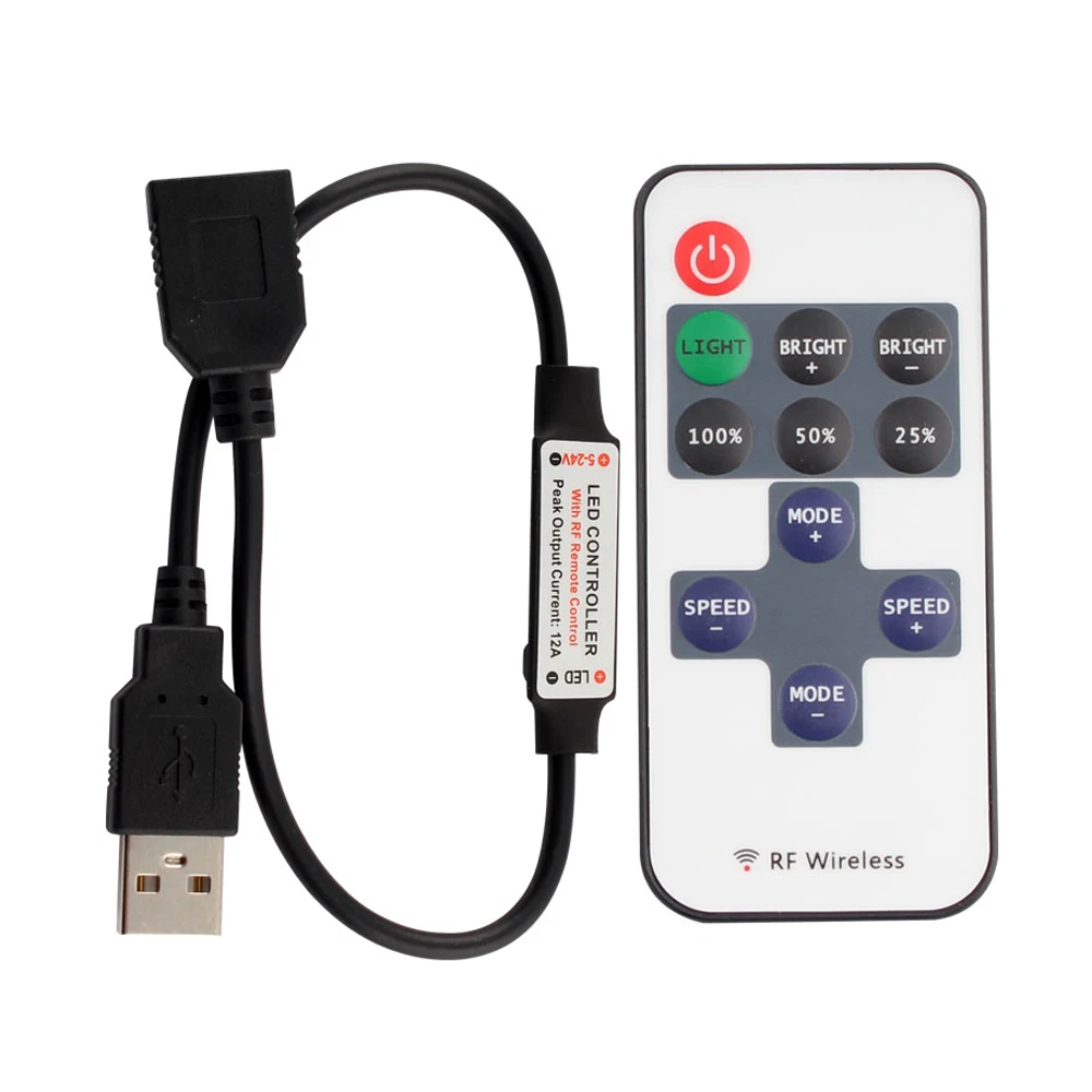 11 Keys LED Strip Controller Mini Dimmer RF Remote 5V USB interface Controller For 5050/2835  Single Color LED strip