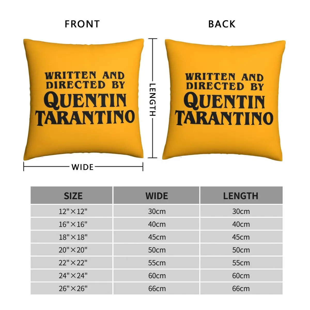 Written And Directed By Quentin Tarantino Square Pillowcase Polyester Linen Velvet Pattern Zip Decorative Car Cushion Cover