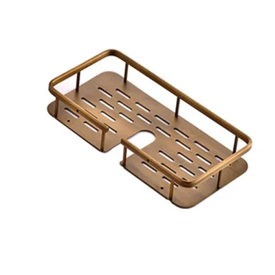 MTTUZK Solid Brass Shelf Basket Shower Rod Storage Basket Shower Tray Storage Shelf Lifting Rod Antique Copper Soap Net