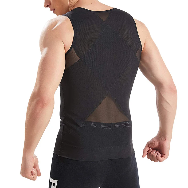 Mannen Shapers Gynaecomastie Vest Borst Bindmiddel Houding Corset Buik Trainer Buik Verminderen Vet Slanke Body Shaper Workout Tops Shirt