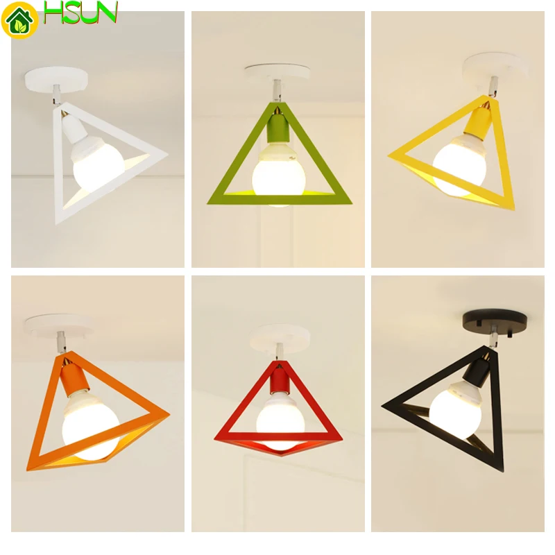 

Lamp E27 Iron Shade 5W Iron Ceiling Pendant Light Covers and Shades Triangle Metal Ceiling Lampshades(Not includ bulb)