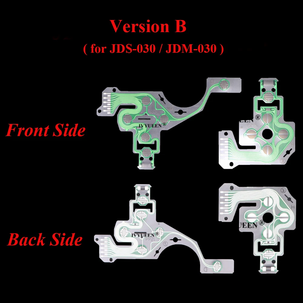 Ivyueen película condutora, 10 pçs, para dualshock 4, ps4, pro, slim, teclado, pcb, circuito de fita, jds, jdm, 055, 001, 011, 030, 040, 050