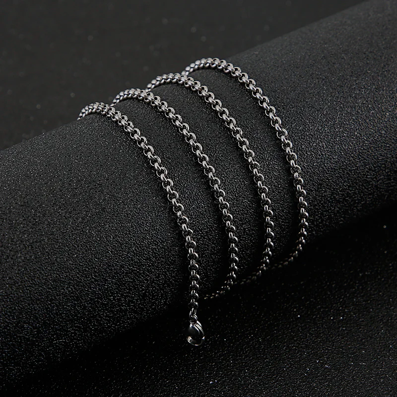 KALEN 316L Stainless Steel Oxidized Chain Necklace For Men 60cm 66cm 76cm Long Chain Choker Male Jewellry 2020