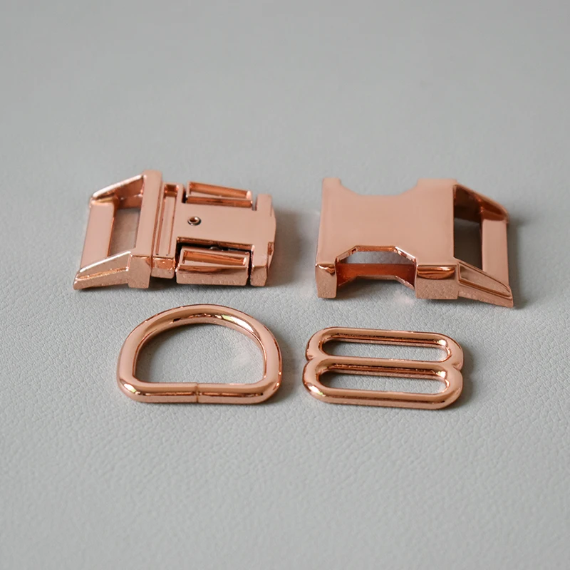 

50 Suit (25mm) Webbing Golden Metal Slider Adjustable Buckle Loops DIY Straps Bags Belts Accessory-Rose Gold