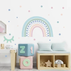 Cartoon Rainbow Polka Dot Clouds Stars Wall Stickers Removable Nursery Wall Decals Art Posters Girls Room Interior Home Decor