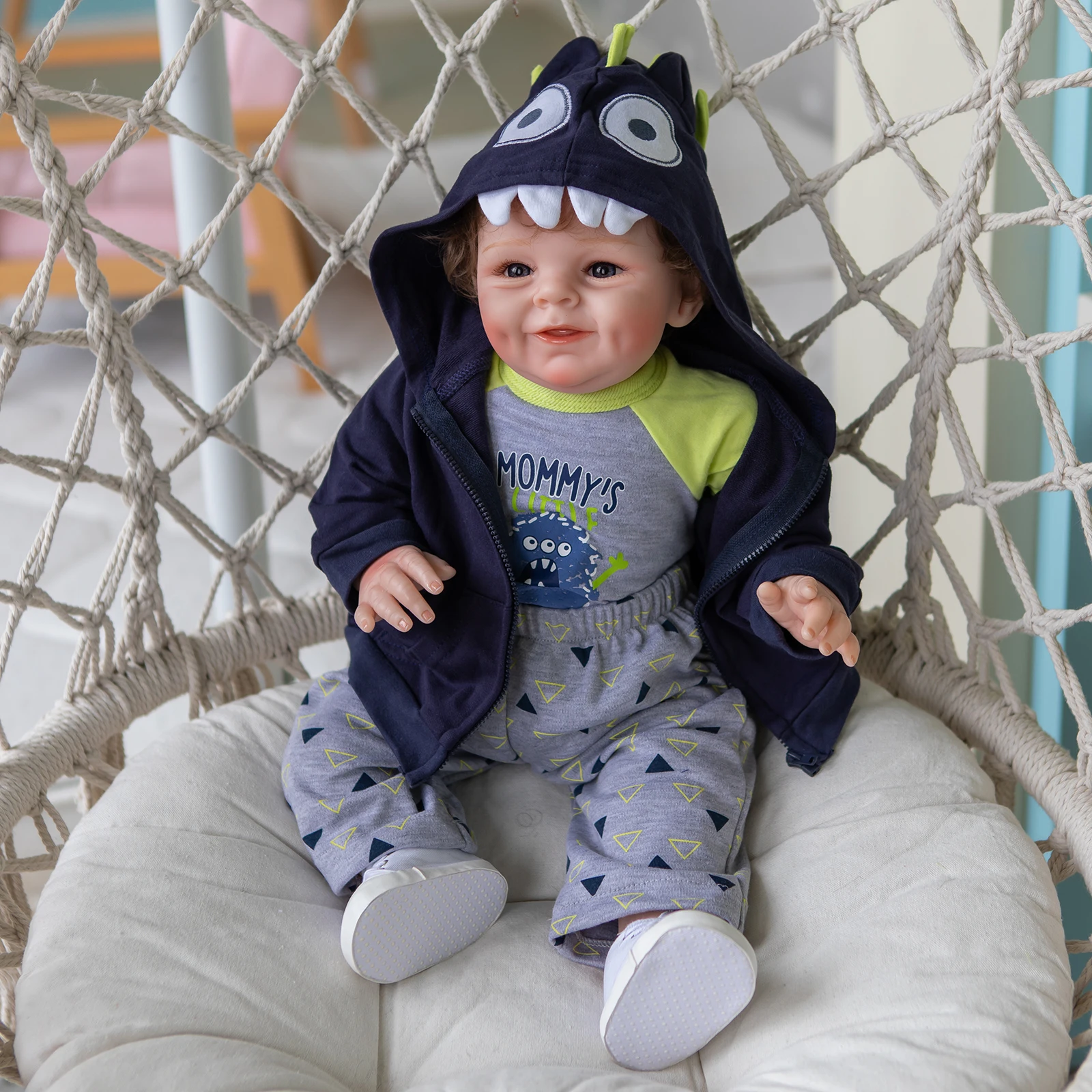

55CM Reborn Baby Shaya in Boy Version Sweet Face Cute Baby Toddler Boy Doll 3 Month Real Baby Size Lifelike Soft Touch Cuddly