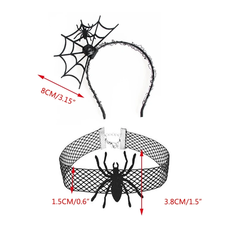 할로윈 모자를 쓰고 있죠 스파이더 웹 머리띠 레이스 목걸이 멋진 드레스 업 헤드 피스 코스프레 파티 참신 머리 장식