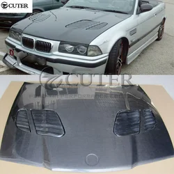 E36 3 Series Coupe M3 Style Carbon Fiber Front Engine Hood Bonnets Engine Covers with Vents for Bmw E36 325i Coupe 92-99