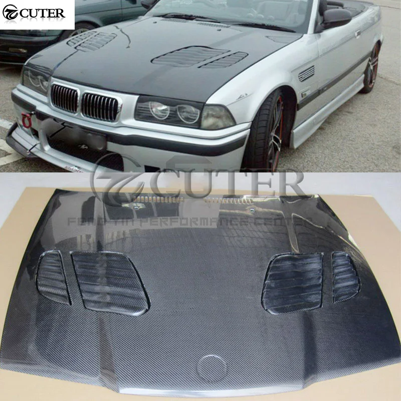 E36 3 Series Coupe M3 Style Carbon Fiber Front Engine Hood Bonnets Engine Covers with Vents for Bmw E36 325i Coupe 92-99