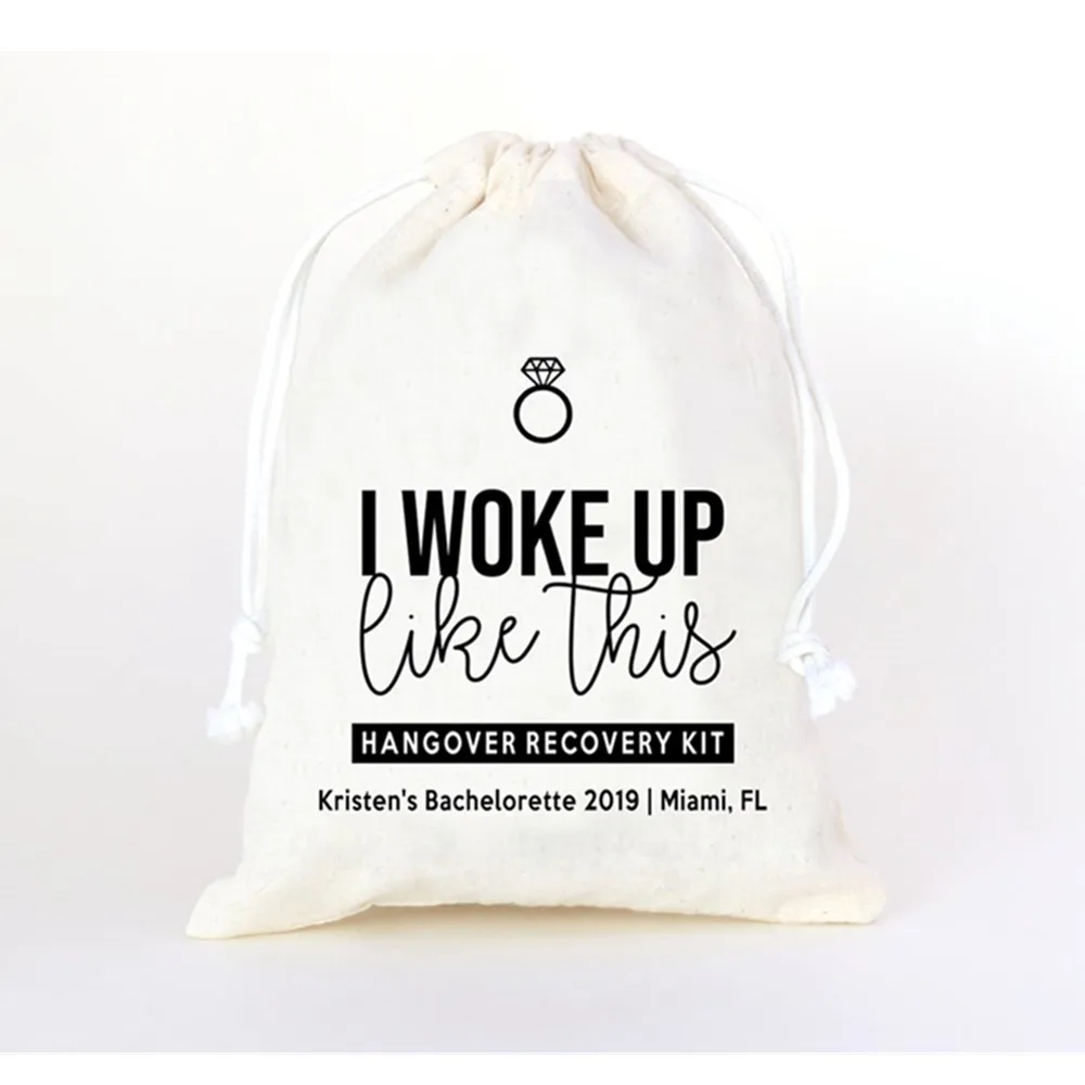 personalized I Woke Up Like This  Kit Bag  Muslin Wedding Bag Bridesmaid Gift  bgas cutom  Bachelorette Party Favours kit bag