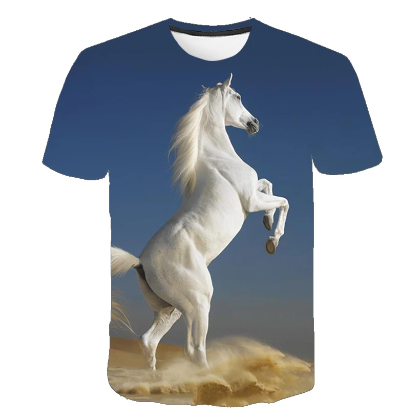 Handsome Horse graphic t shirts Summer Fashion Animal Pattern Print t shirt Casual Personality Hip Hop streetwear men T-shirt