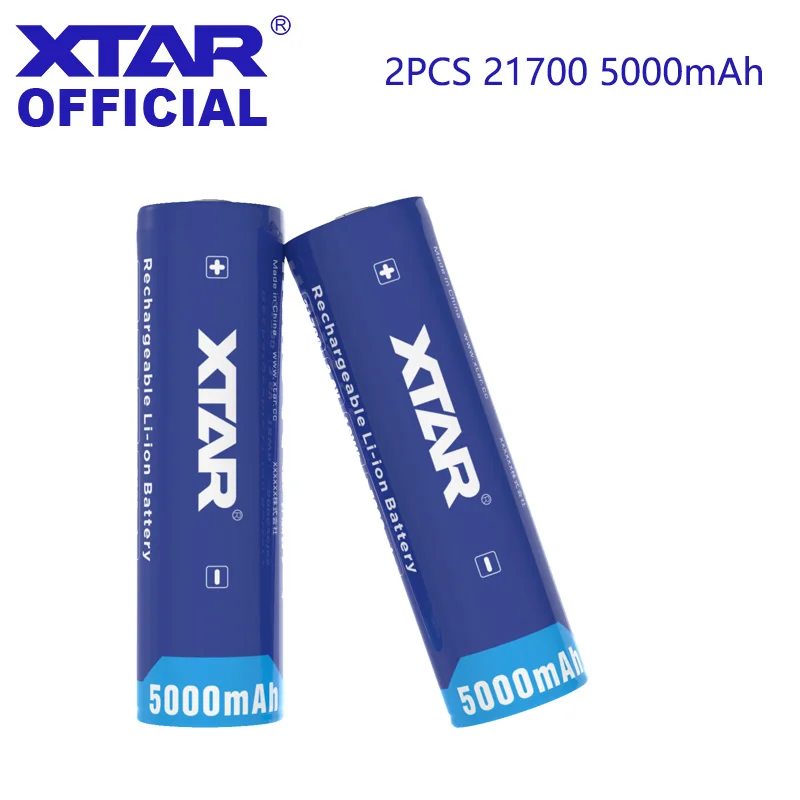 XTAR 5000mAh Battery 21700 Rechargeable Battery 3.6V 10A Button Top Li-ion Batteries Cell INR21700-50E BATTERY For Flashlights