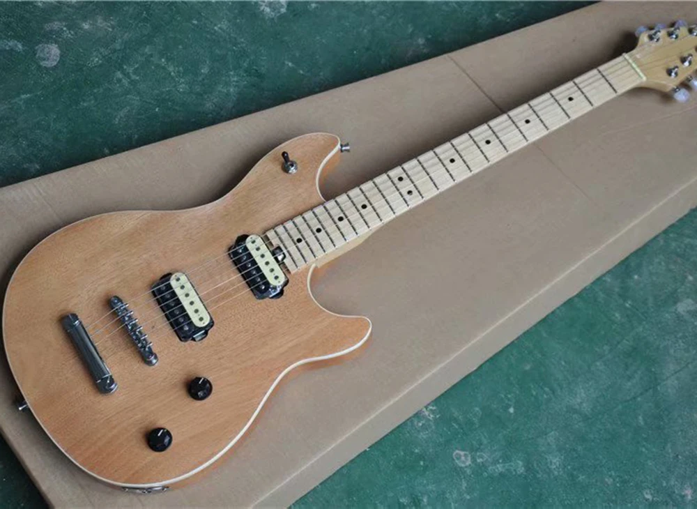 Factory Outlet-6 Strings Natural Wood Color Electric Guitar with Humbuckers Pickups,Maple Fretboard