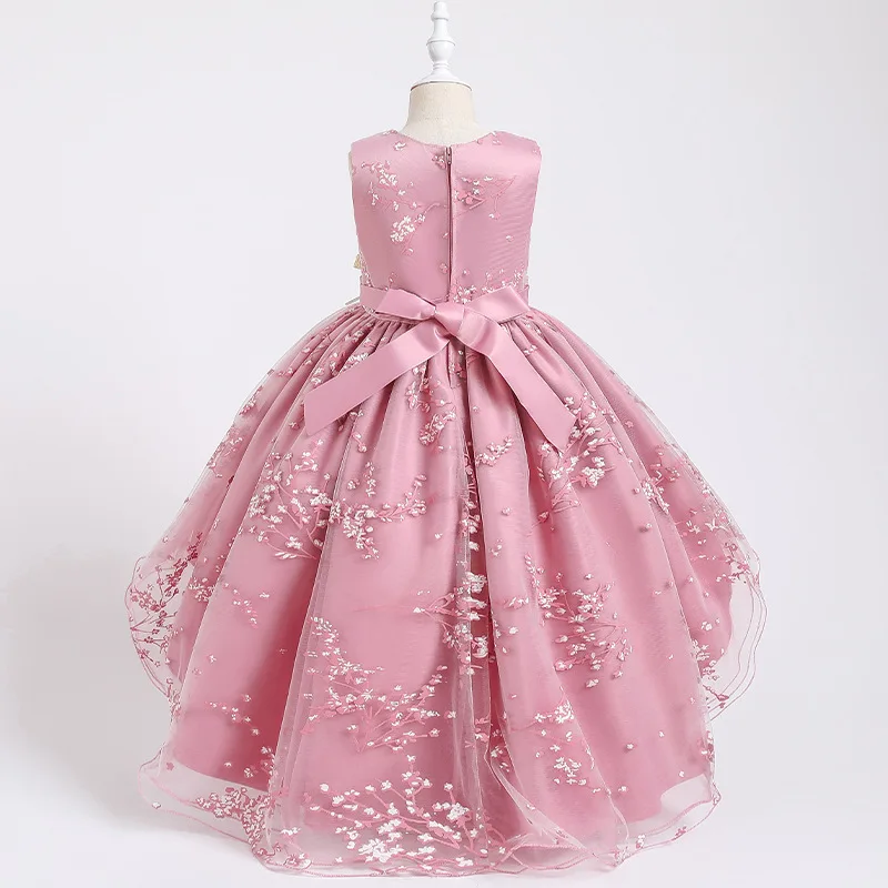 Wedding Birthday Dresses For Girls 3-12 Years Elegant Party Floral Tutu Christening Gown Kids Children Formal Pageant Clothes