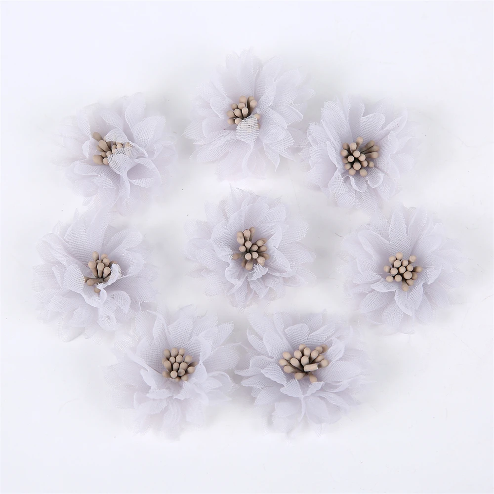 10 Stück Chiffon Künstliche Blumen DIY Blumen Kopfbedeckung Kleid Hochzeitsdekorationen Home Decor Kleidung Accessoires Haarschmuck – Detail 10