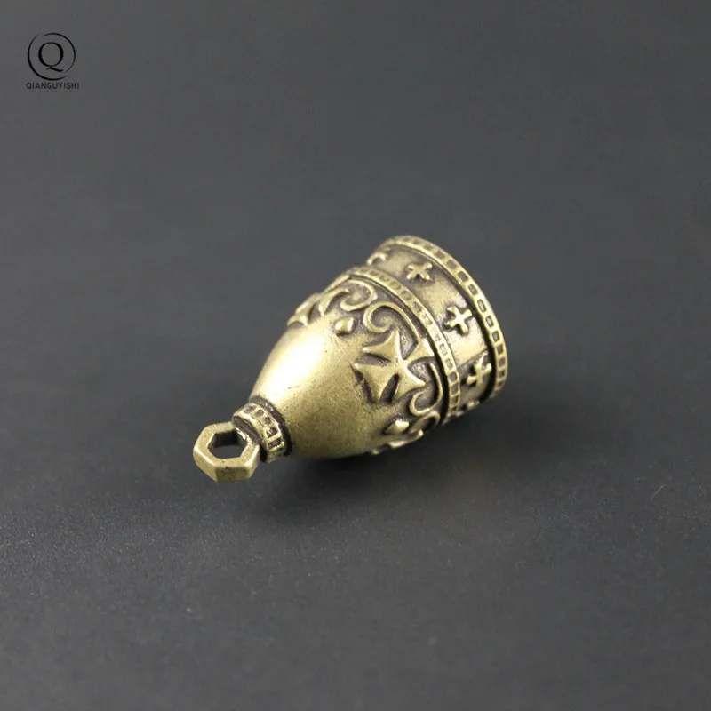 Vintage Bell Tibetan Exorcism Bells Pure Brass Crusader Armor Style Bells Car Keychain Pendant Jewelry Men Keyring For Pet Bells