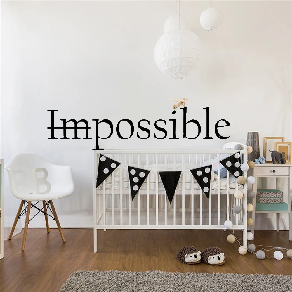 Motivation Quote Words Impossible Wall Decal Bedroom Possible Inspiring Letters