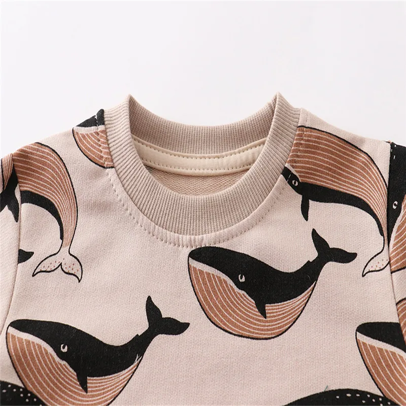 Jumping Meters New Arrival Autumn Boys Girls Sweatshirts Cotton Whale Print Hot Selling Kids Clothes Long Sleeve Sport Shirts