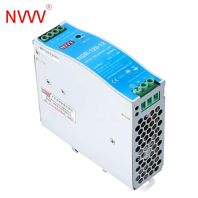 Imagem -02 - Nvvv Série Ndr Ultra-thin Rail Switching Power Supply Ac-dc Estabilizador de Tensão 12v 24v 75w 120w 240w 110 v 220v