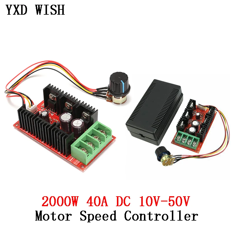 2000W 40A DC Motor Speed Controller DC 12V 24V PWM HHO RC Car Fan Speed Regulator Adjustable Power Control Switch Soft Starting