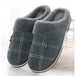 Pantoufles à carreaux en daim vichy pour hommes, chaussures d'intérieur en velours en peluche, pantoufles chaudes pour la maison, pantoufles coordonnantes pour hommes, hiver