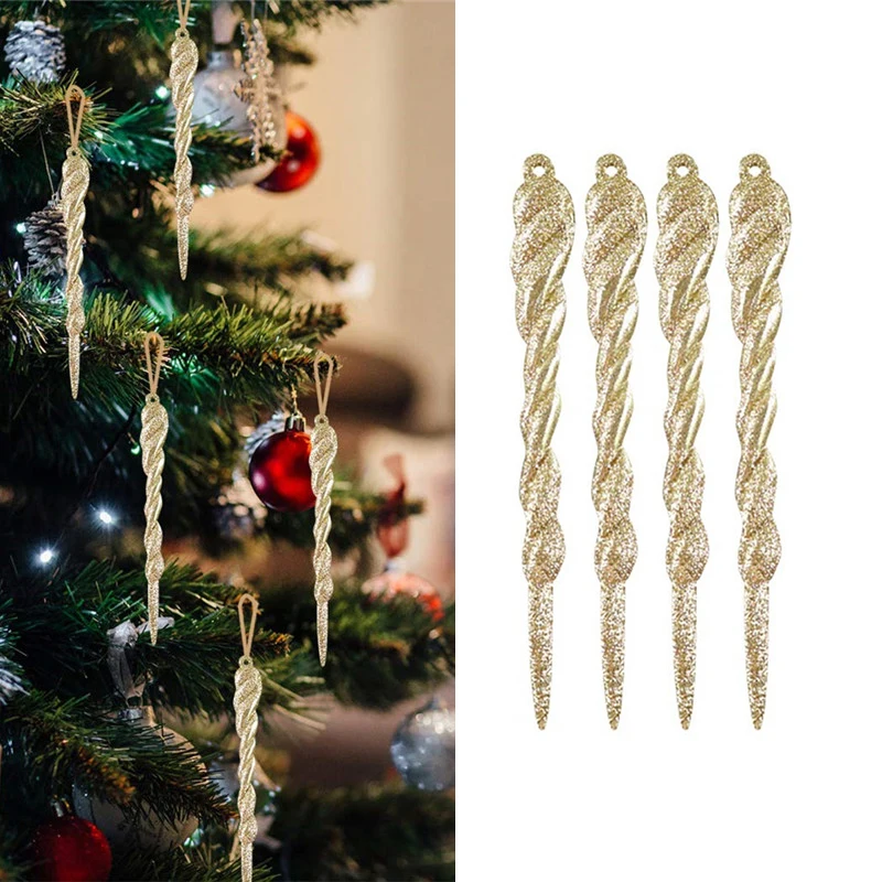 Christmas Decoration 3/6PCS Simulation Ice Xmas Tree Hanging Ornament Fake Icicle Props X-mas Tree Decorations Winter Party