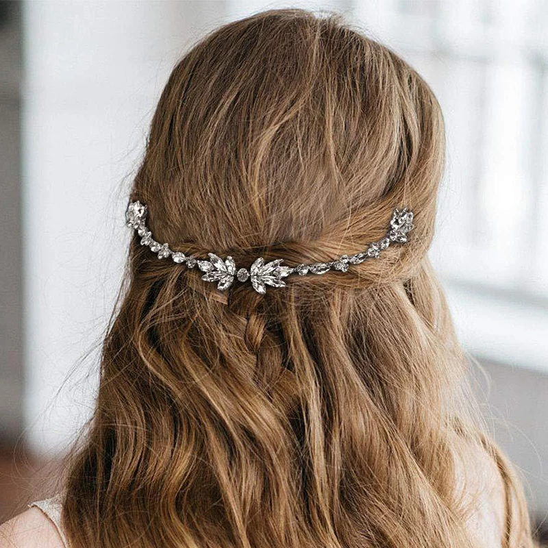 gold silver color luxury crystal bride headpiece rhinestone bridal hair comb for women headband wedding hair accessories
