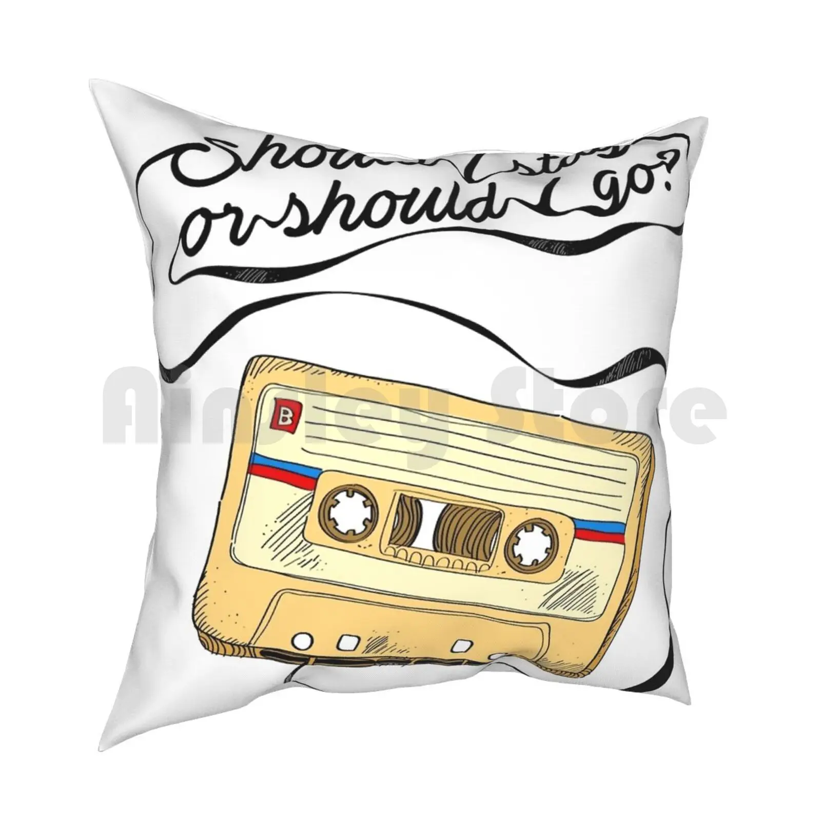 Should I Stay Should I Go ? Pillow Case Printed Home Soft Throw Pillow Series Tv Tv Geek Nerd 80 Retro Music N Roll Punk