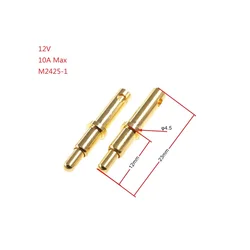 2 pcs 10A High Current Pogo Pin Connector Wire Mount High Power 10 AMP DC Battery Connector 4.5x23 M2425-1 Charge Low Voltag