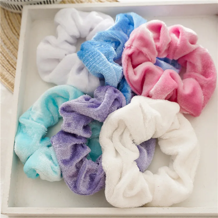 12pcs Gradient Colors Shining Velvet Hair Scrunchies Set Cute Comfortable Solid Fabric Rubber Bands Gums Hair Accessories