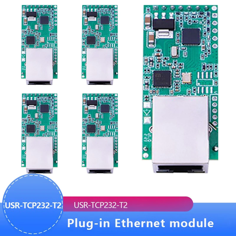 5PCS USR-TCP232-T2 Tiny Serial Ethernet Converter Module Serial UART TTL to Ethernet TCPIP Module Support DHCP and DNS