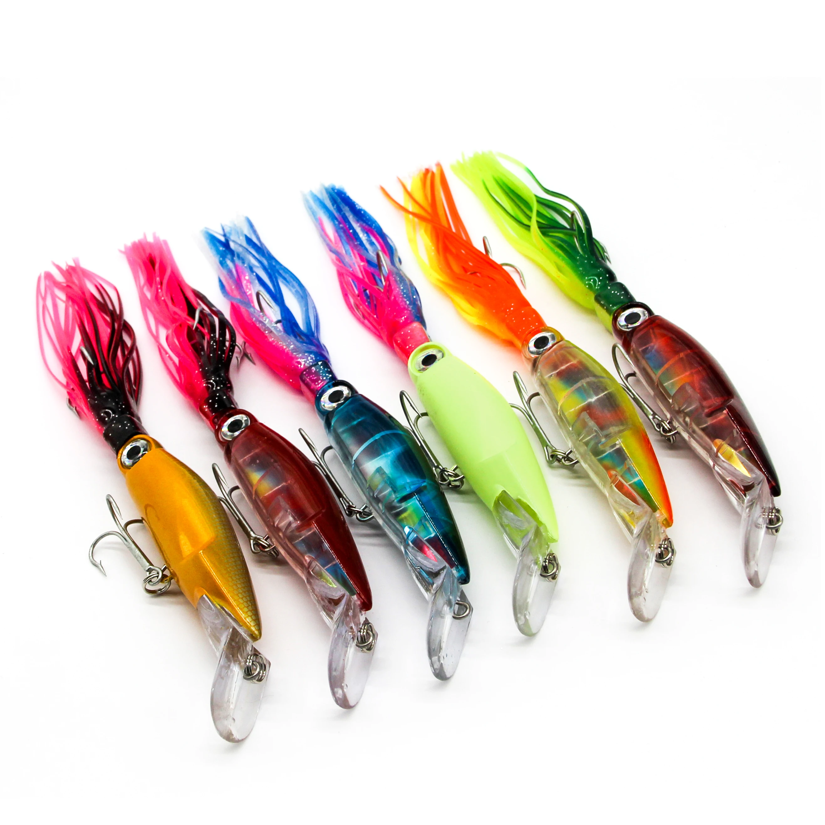 

Lifelike Fishing Bait with Treble Hooks, Octopus Squid Jig Lure, 6 Colors Available, 25cm