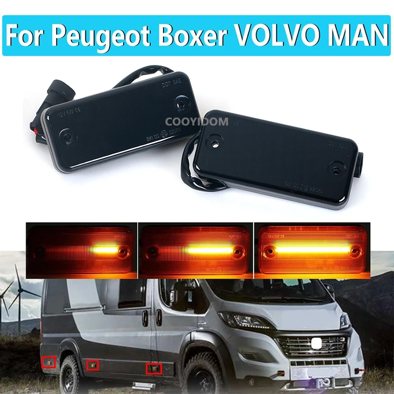 6/2PCS For Peugeot Boxer VOLVO MAN Dynamic LED Side Marker Lights Flowing Turn Signal Light Side Repeater Lamp For Citroen Relay