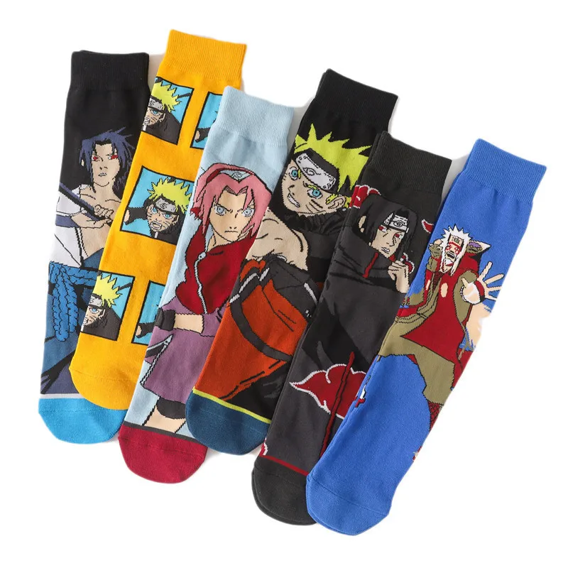 Anime Naruto sasuke Akatsuki Itachi figure printed Long Sock Cosplay Props Halloween Cotton Adult Cartoon Gift