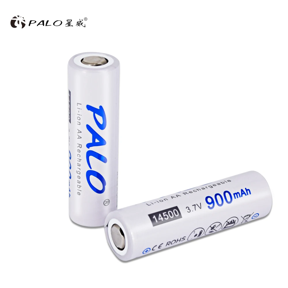 PALO 14500 Battery 3.7V Li-ion AA Battery 14500 Rechargeable Battery Protected With Battery Case 3.7v 14500 Battery