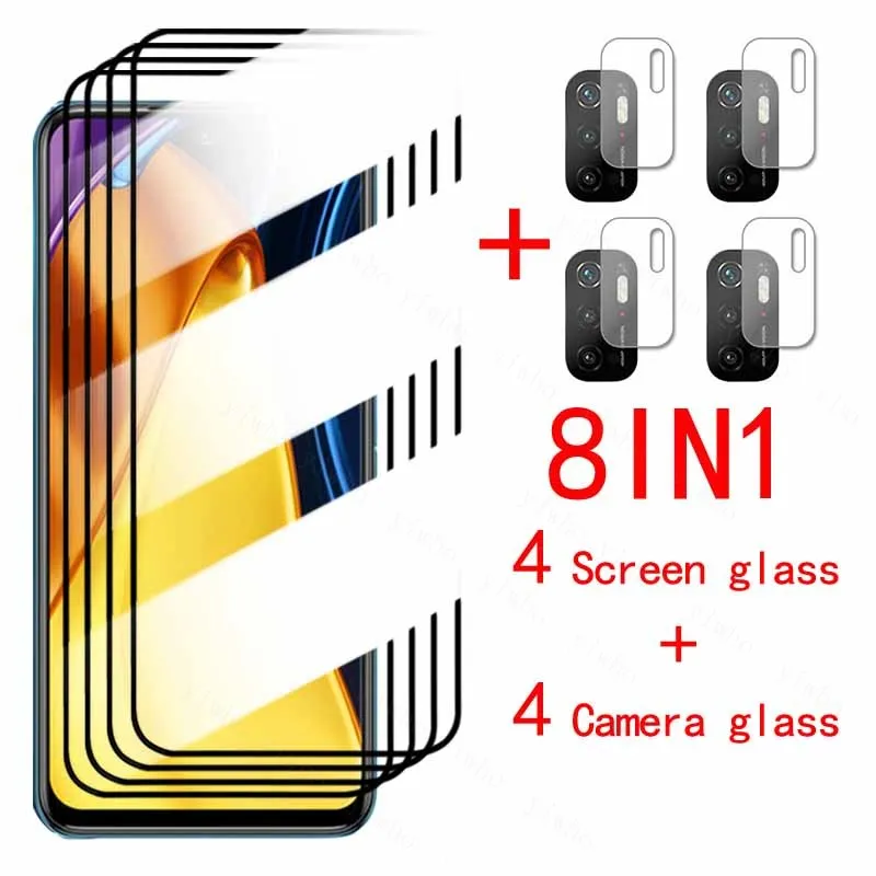 8in1 Screen Protective Glass for Xiaomi Poco M3 Pro Pocophone X3 Tempered Protector Camera Film Pocox3 little X 3 Pro F M F3 M3