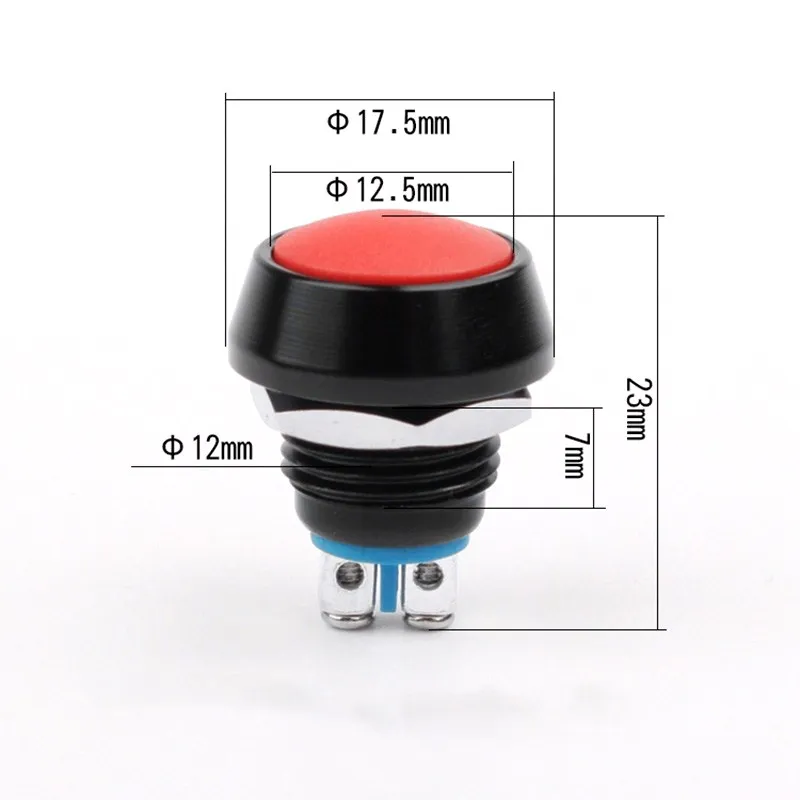 12mm Waterproof Momentary Round Stainless Steel Metal Push Button Switch Car Start Horn Speaker Bell Automatic Reset 1NO