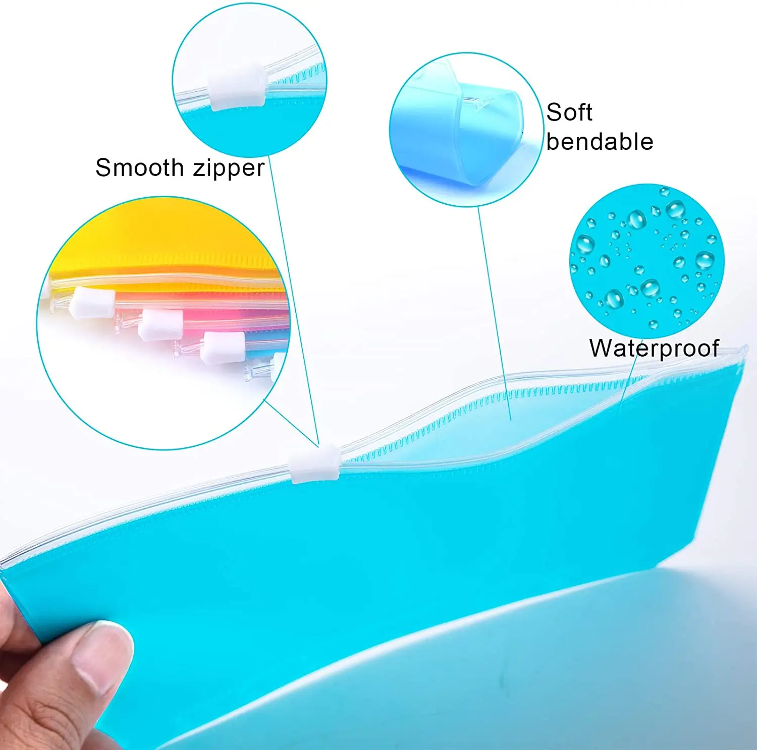 12 Pcs A6 Binder PVC Pockets Colorful Accessories Notebook Binder Pockets with Zipper For Home, School, Office