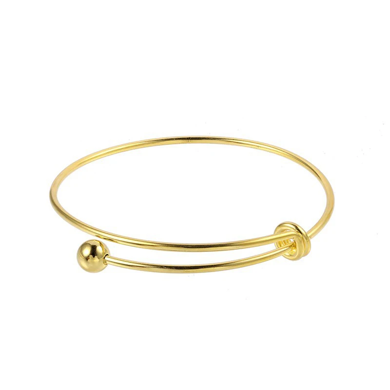 Assorted Color Metal Wire Adjustable Blank Expandable Bangle Charm In Stainless Steel