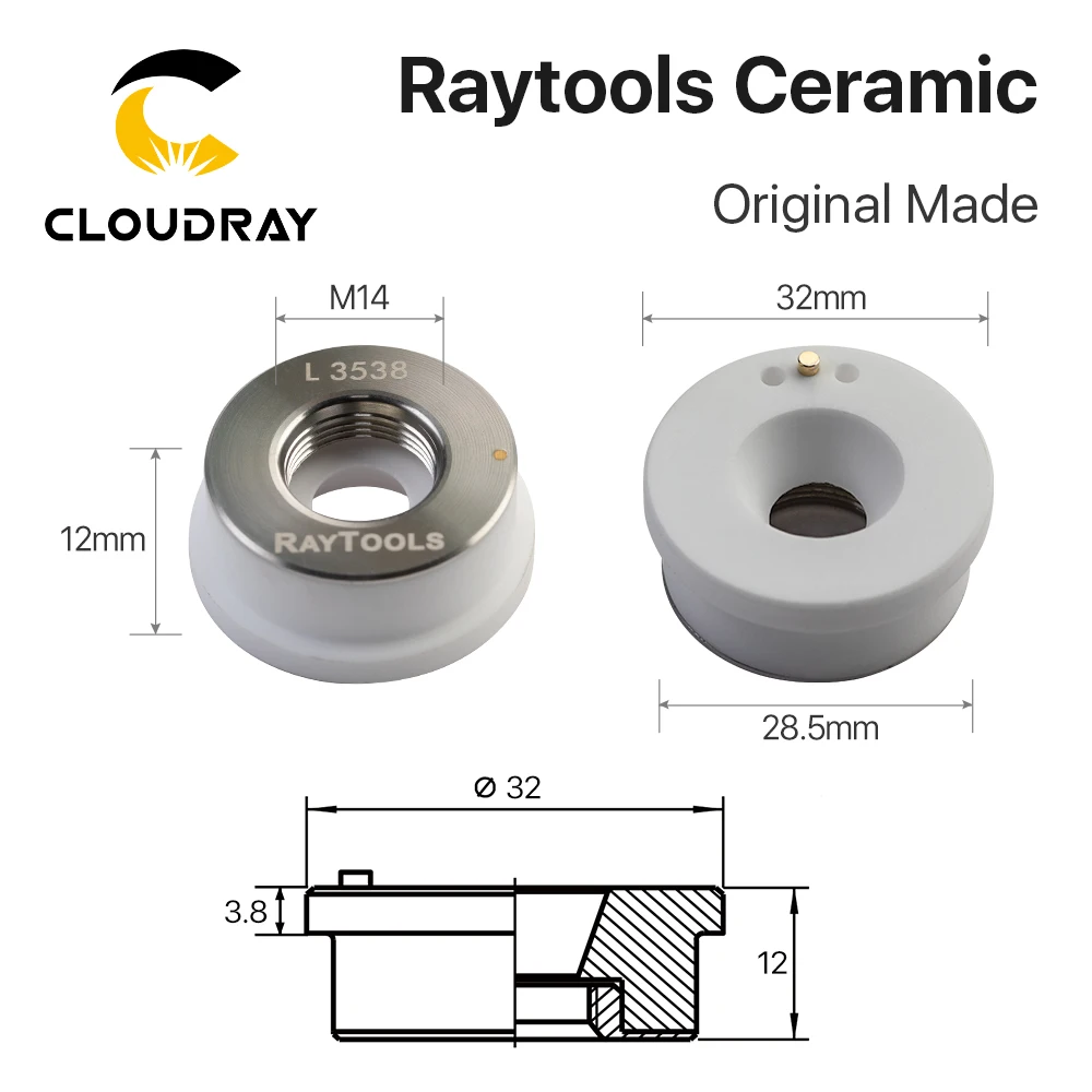 Cloudray – porte-buse en céramique, diamètre 32mm, pour tête de découpe Laser Raytools