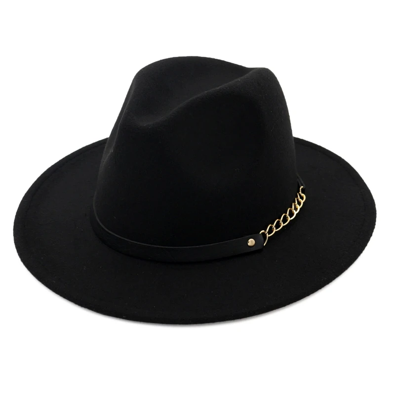 New Felt Hat Men Fedora Hats with Belt Women Vintage Trilby Caps Wool Fedora Warm Jazz Hat Chapeau Femme feutre Panaman hat