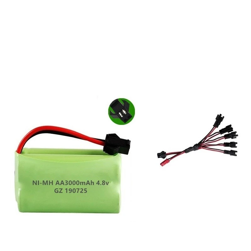 4.8v 3000mAh akumulator NiMH 4.8v akumulator Ni-MH AA akumulator + 4.8v ładowarka na zabawki zdalnie sterowane samochody łodzie zbiorniki roboty