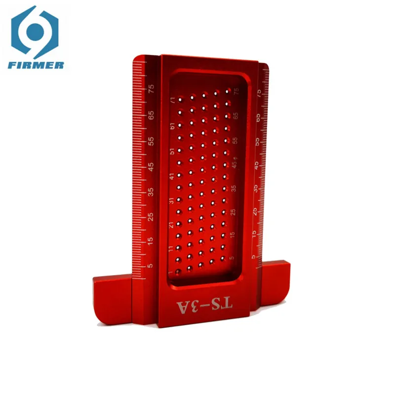 1 Buah Merah TS-3A Lubang Menandai T Penggaris Pemosisian Metrik Mengukur Penggaris Aluminrum Paduan Presisi Mini Scriber Alat Pertukangan