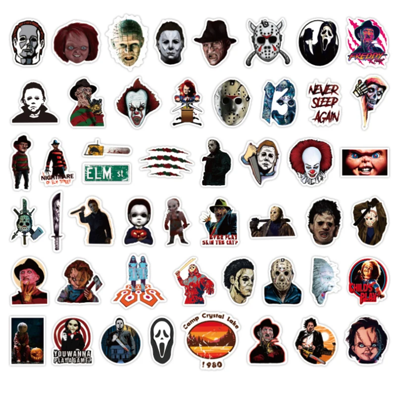 10/30/50pcs Halloween Themed Horror Characters Graffiti Waterproof Skateboard Travel Suitcase Phone Laptop Luggage Stickers